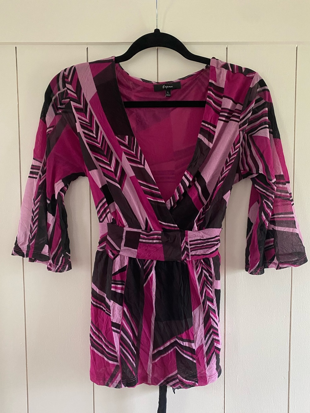 Y2K Vintage Express Pink and Black Babydoll Top